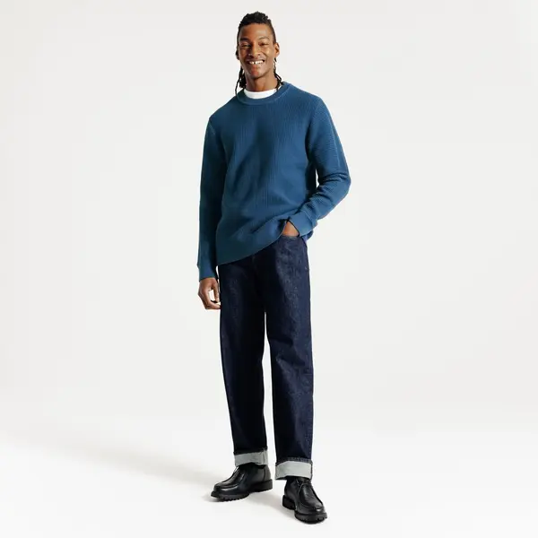 Pull col rond jeux de points fantaisie