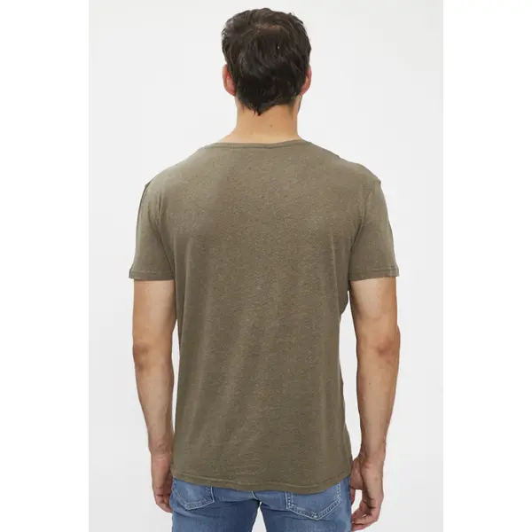 T-shirt Tom kaki col V