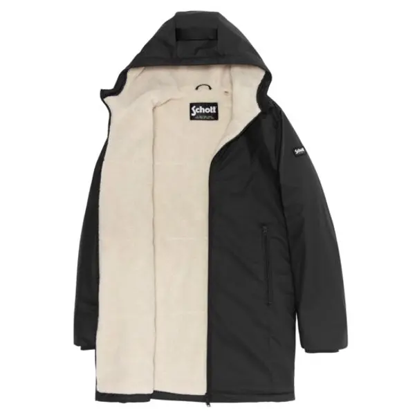 Coupe-vent long à capuche doublé sherpa - Schott