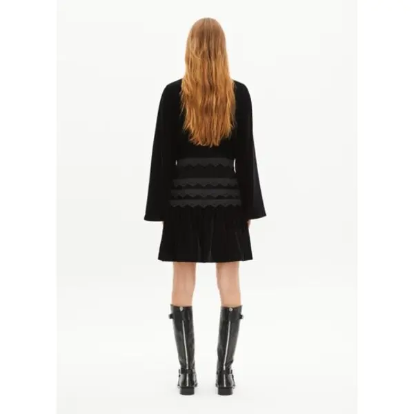Robe courte en velours noire femme - The kooples