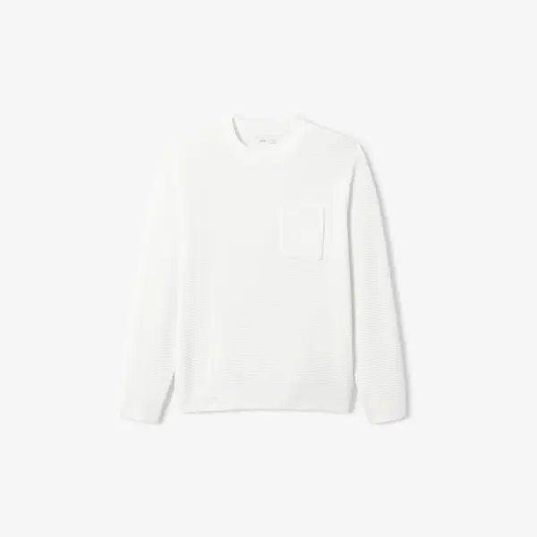 Pull col rond point de riz poche poitrine