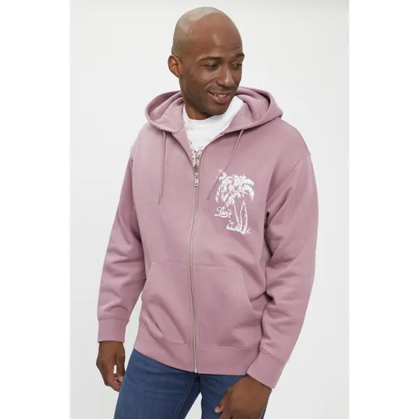 Sweat à capuche rose fermeture zippée