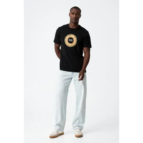 Tee-shirt noir manches courtes avec logo Tiffosi