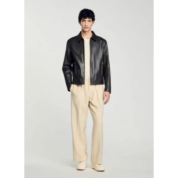 Blouson en cuir effet usé - Sandro
