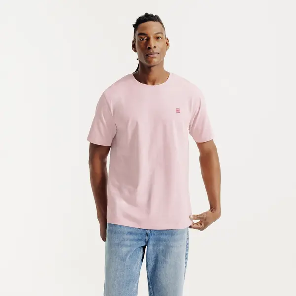 Tee shirt effet microrayé broderie poitrine