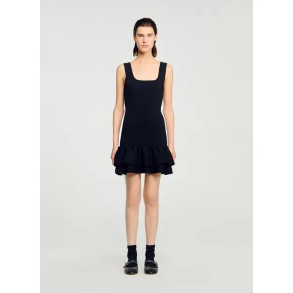 Robe courte col carré - Sandro