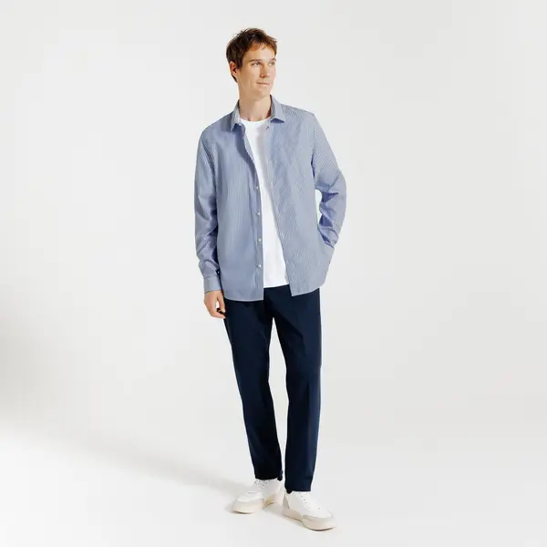Chemise sans repassage regular en coton rayée