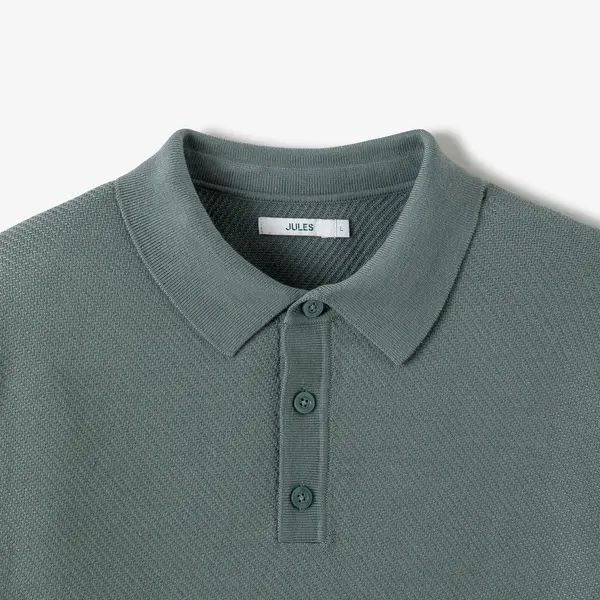 Polo en maille col boutonné jeux de points