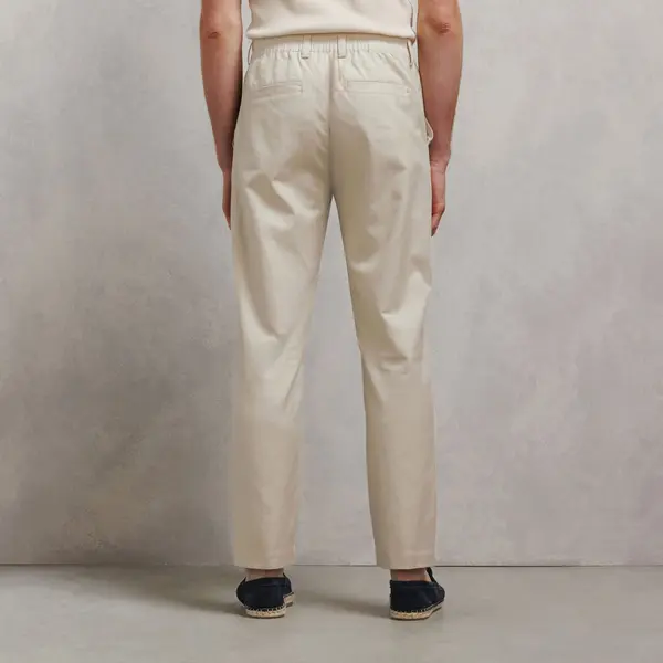 Pantalon chino coton lin tapered