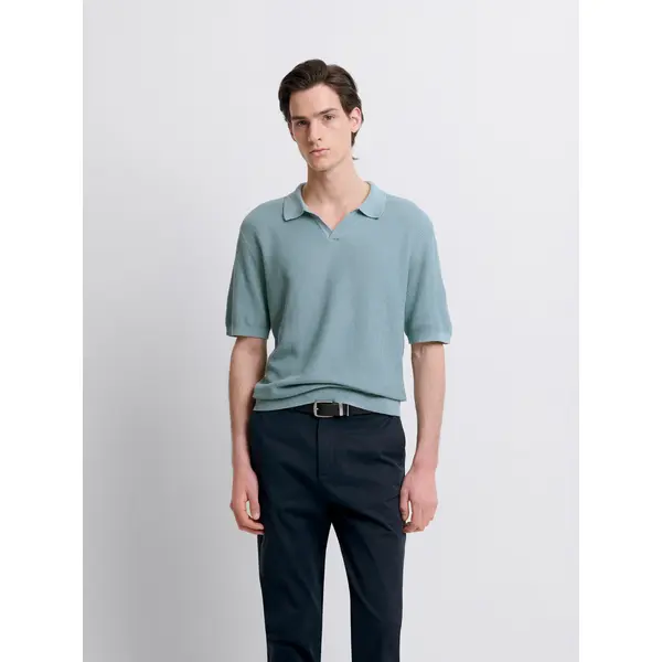 Polo maille col ouvert en coton bio