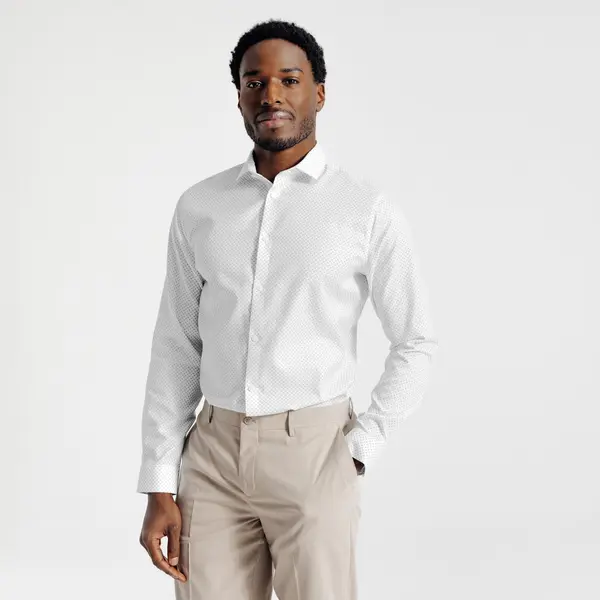 Chemise sans repassage slim en coton imprimée
