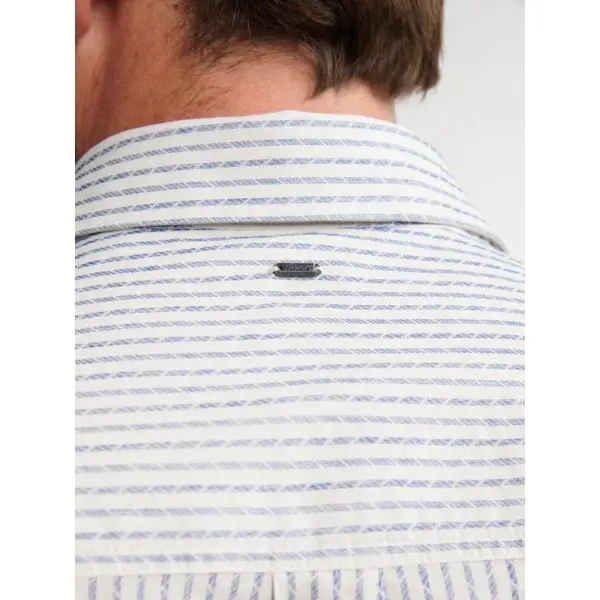 Chemise manches longues rayée blanche et bleu Petrol Industries homme – Automne-Hiver 2025