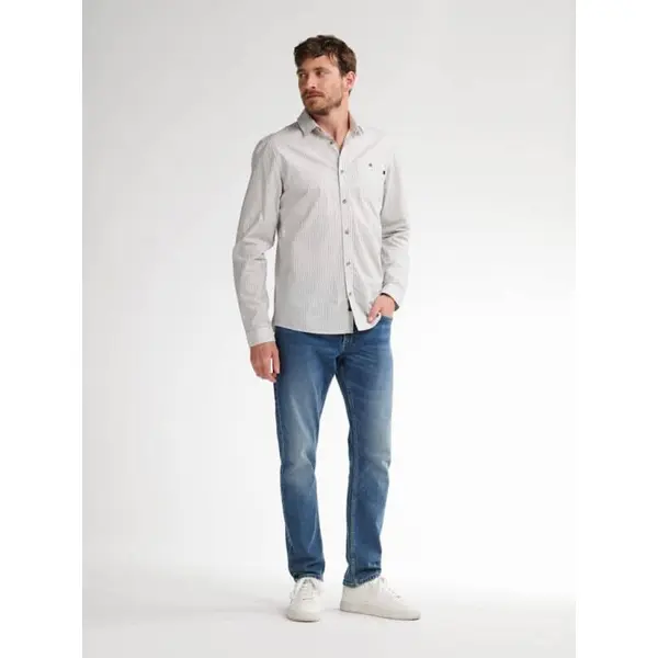 Chemise manches longues rayée blanche et bleu Petrol Industries homme – Automne-Hiver 2025
