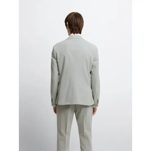 Costume 3 pièces slim en laine mélangée vert amande