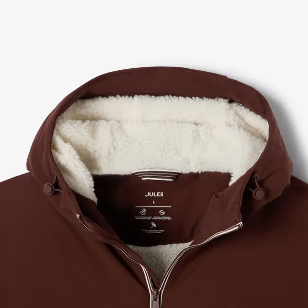 Parka longue à capuche doublée en sherpa