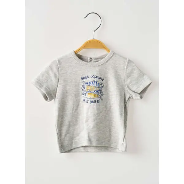 T-shirt Petit Bateau Gris Manches Courtes