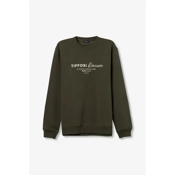 Sweat vert kaki col rond logo Tiffosi Homme Foster