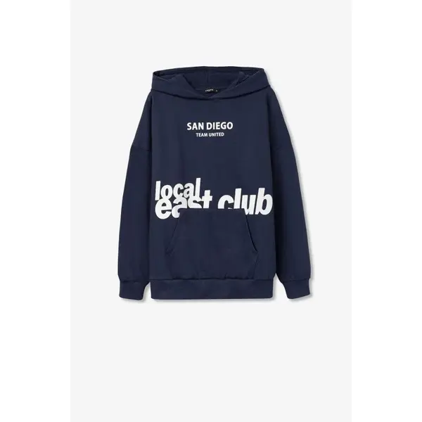 SWEAT CAPUCHE BLEU A INSCRIPTION ADO FILLE 10 - 18 ANS TIFFOSI