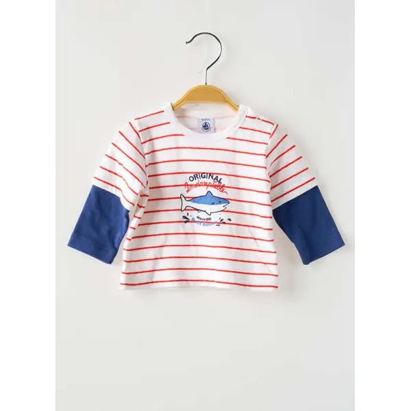 T-shirt Petit Bateau Blanc Manches Longues