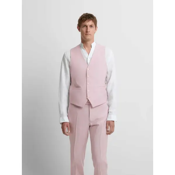 Costume 3 pièces slim rose en laine