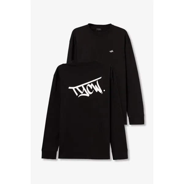 T-shirt noir manches longues avec logo TYCW Tiffosi ado garçon
