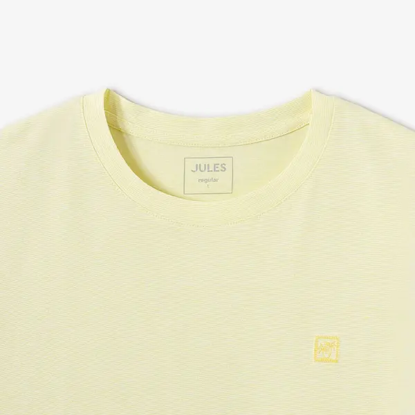Tee shirt effet microrayé broderie poitrine