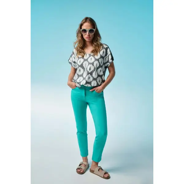 Blouse Col V Grise à Motif Blanc Femme Etymologie : Élégance et Confort du S au 3XL