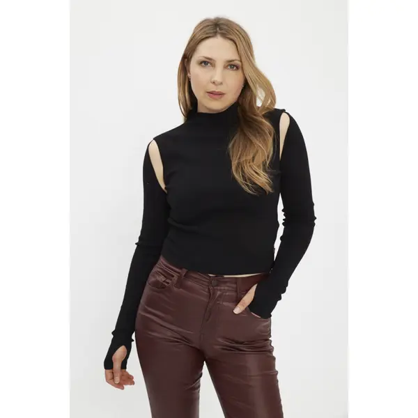 Pull Jupiter caviar noir manches amovibles