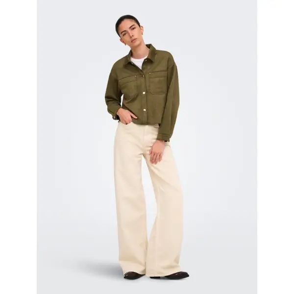 Chemise en suédine femme vert kaki JDY – Surchemise effet daim