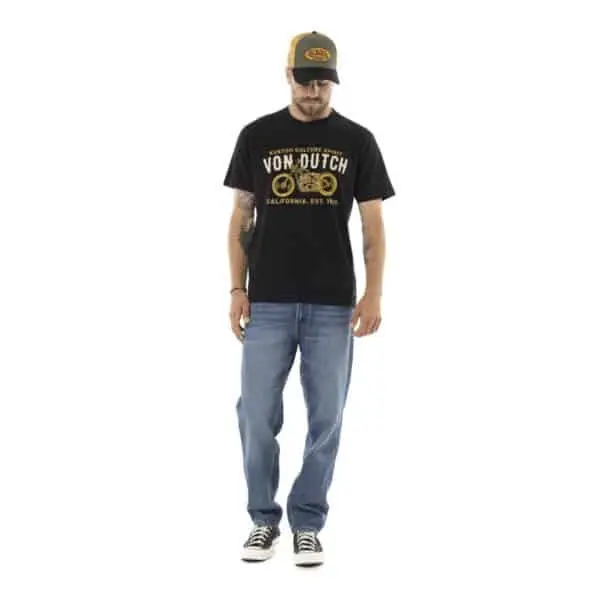 TEE SHIRT MANCHES COURTES NOIR LOGO MOTO VON DUTCH HOMME DU S AU 3XL VD1TRSPIRENR