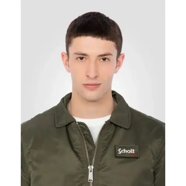 Bomber CWU kaki avec col Schott Homme