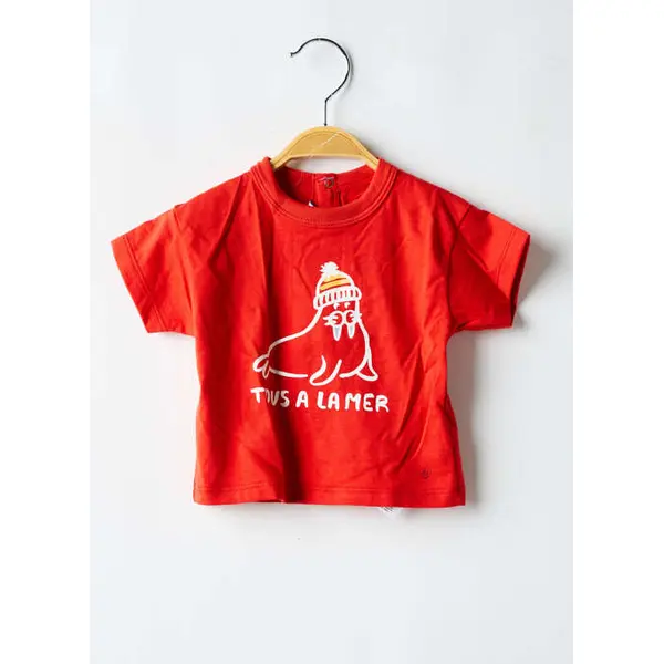 T-shirt Petit Bateau Rouge Manches Courtes