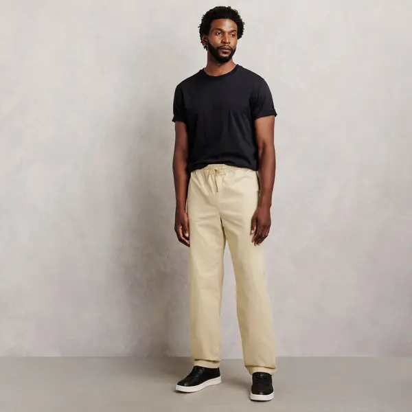 Pantalon tapered taille élastiquée 100% coton
