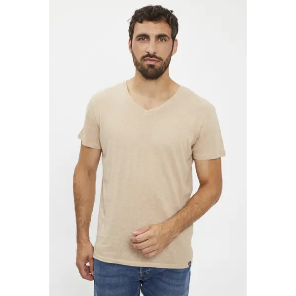 T-shirt Tom beige col V