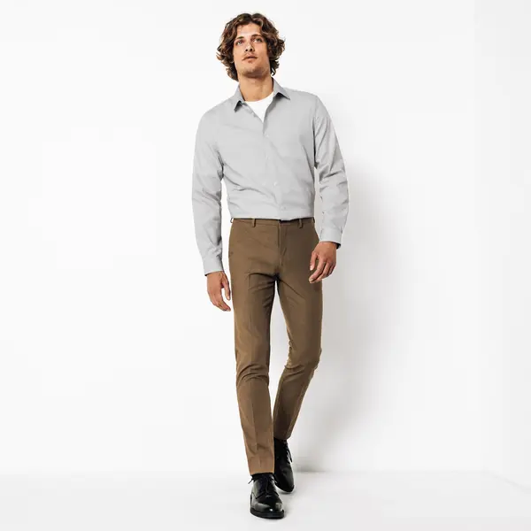 Chemise sans repassage regular en coton rayée