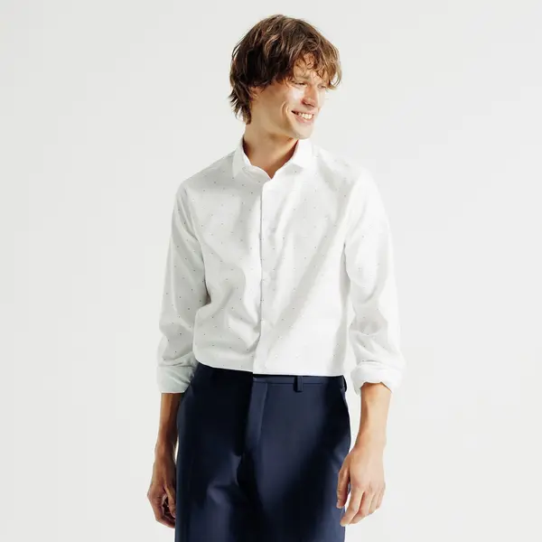 Chemise sans repassage slim en coton imprimée