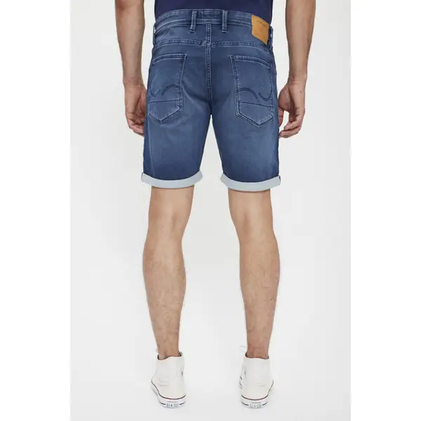Short en jean avec revers bleu denim