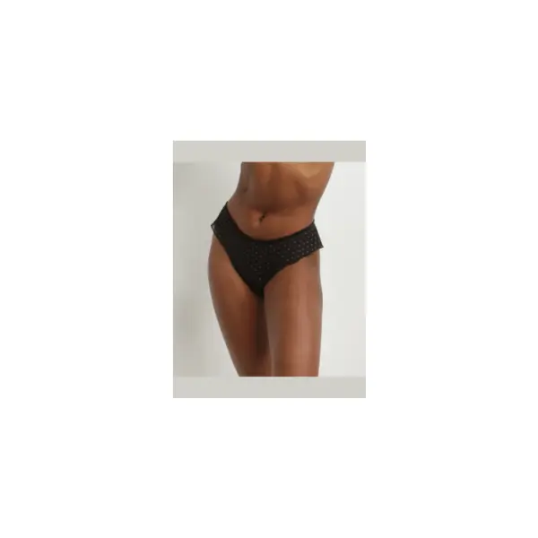 Culotte bloomer en tulle translucide Noir et pois Lurex Dim Shiny Mesh - Dim