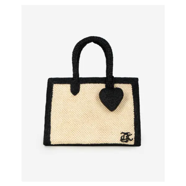 Bijou de sac cœur en raphia noir black - The Kooples Corbeil