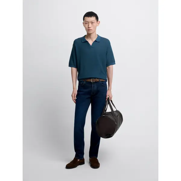 Polo maille col ouvert en coton bio