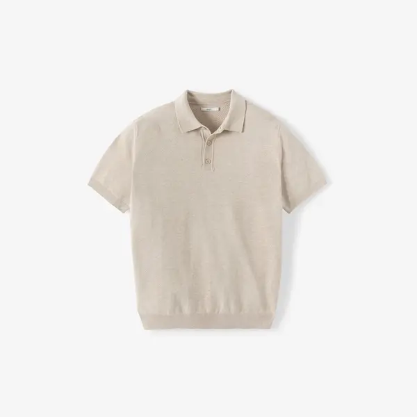 Polo en maille col boutonné jeux de points
