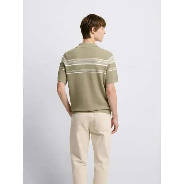 Polo maille col ouvert à rayures