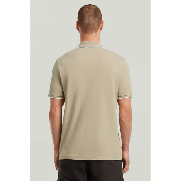 Polo chest logo striped beige
