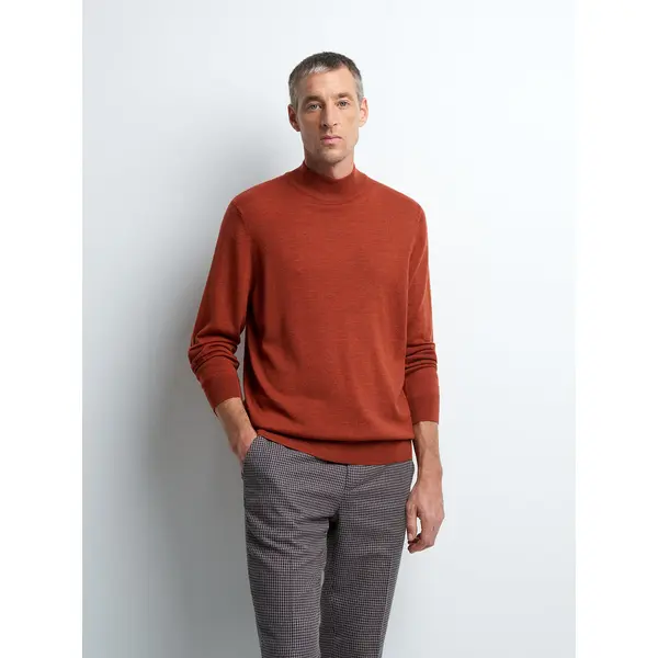 Pull col cheminée en laine mérinos
