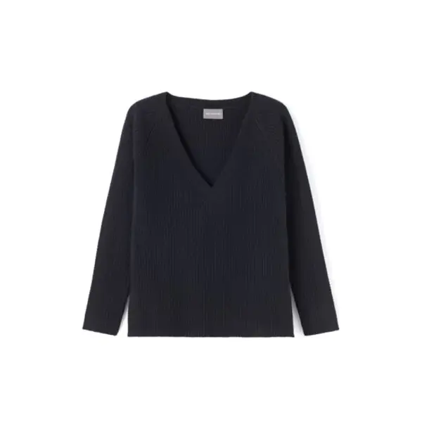 Pull v emmanchures raglan jeux de côtes et fentes - femme - noir - Bompard