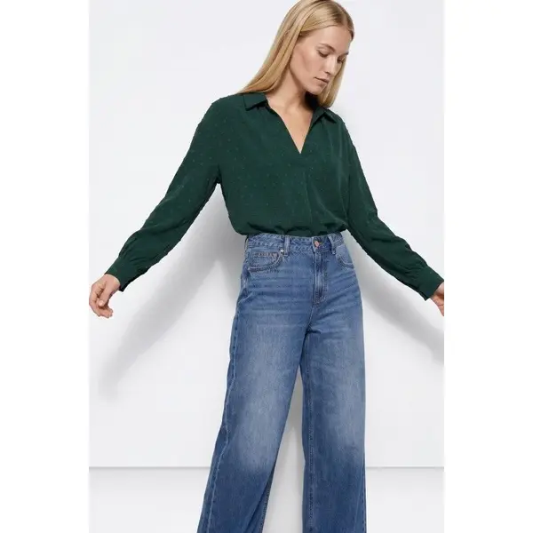 Blouse verte manches longues col chemise Tiffosi femme