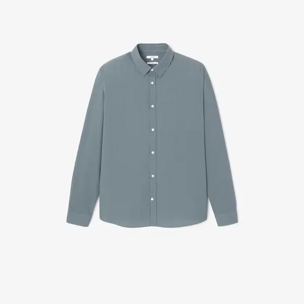 Chemise en coton seersucker unie