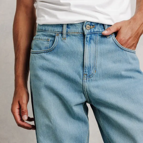 Jean loose RE-JEAN délavé 100% coton