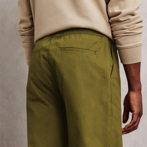 Pantalon tapered taille élastiquée 100% coton