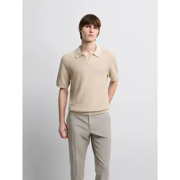 Polo maille col ouvert en coton bio